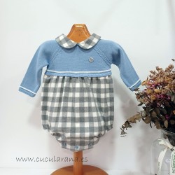 Pelele de punto azul cuadros