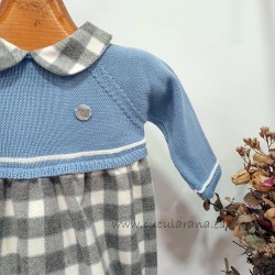Pelele de punto azul cuadros