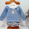 Conjunto niño ranita azul cuadro vichy