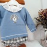 Conjunto niño ranita azul cuadro vichy