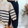Conjunto niño jersey rayas y pantalón punto azul