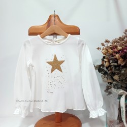 Be more camiseta niña crudo estrellas