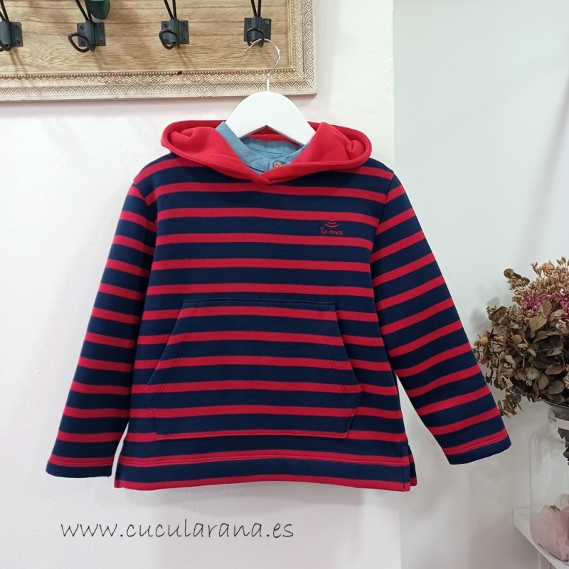 Be more sudadera niño rayas azul y rojo