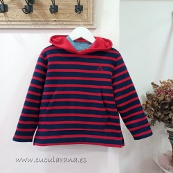 Be more sudadera niño rayas azul y rojo