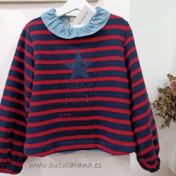 Be more sudadera rayas roja y azul