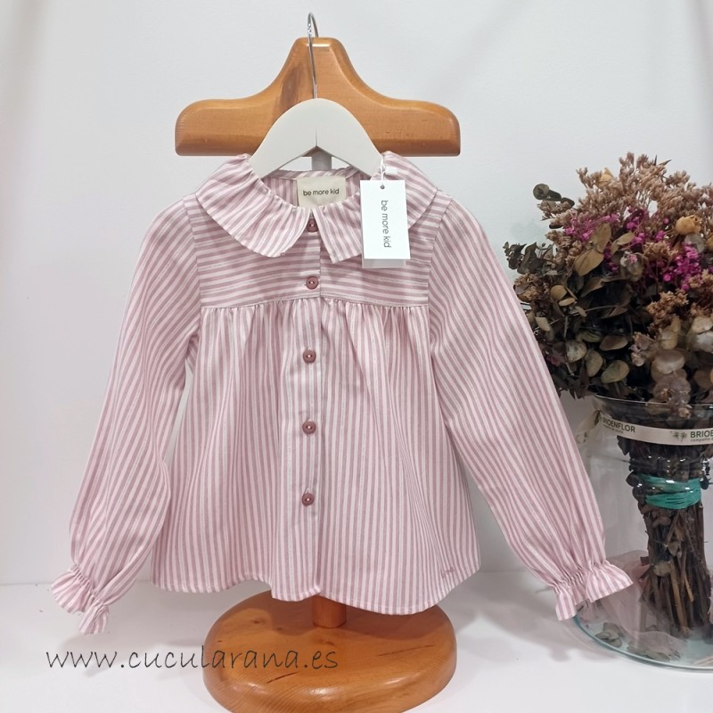 be more camisa niña rayas rosa