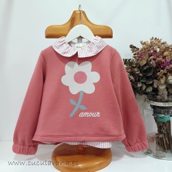 be more camisa niña rayas rosa