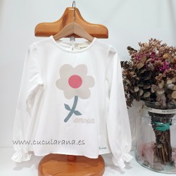 be more camiseta beige flor