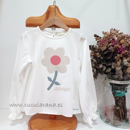 be more camiseta beige flor