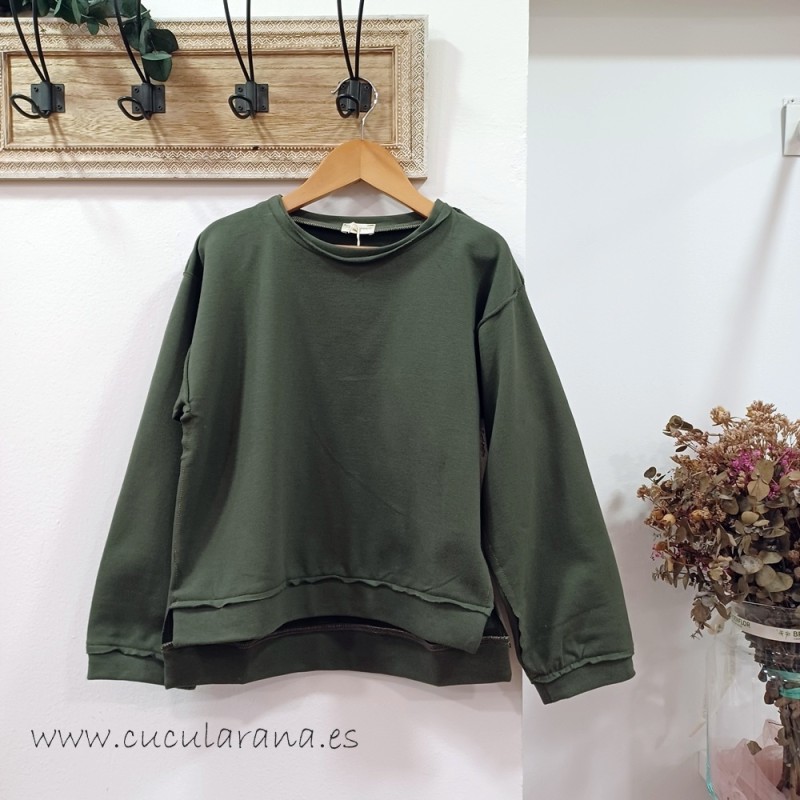 Sudadera unisex felpa verde olivo