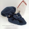 Boina con cuello de punto azul marino