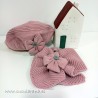 Boina con cuello de punto rosa mejenta