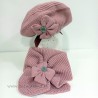 Boina con cuello de punto rosa mejenta