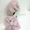 Boina con cuello de punto rosa nude