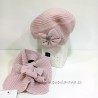 Boina con cuello de punto rosa nude