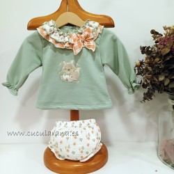 Conjunto bebe felpa verde...