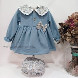 vestido felpa azul florecillas