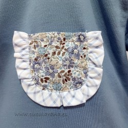 Conjunto bebe felpa azul con florecillas