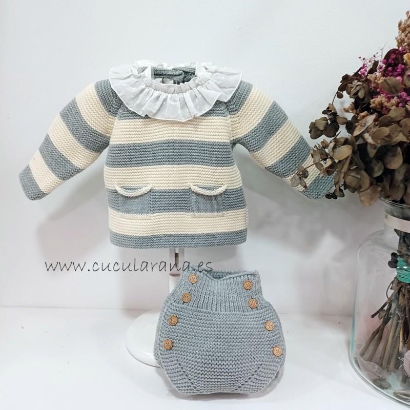jubón bolsillos gris beige de la Martinica