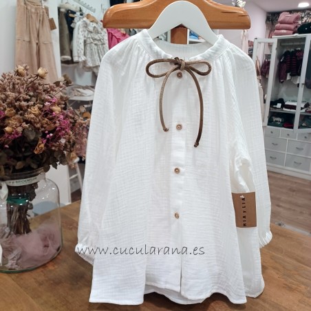 blusa bambula crudo cuello cordón