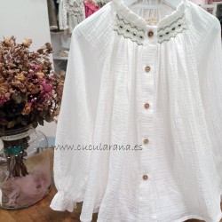 mia y lia blusa bambula blanco cuello