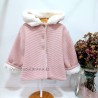 Abrigo punto peluche rosa - beige