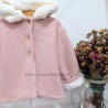 Abrigo punto peluche rosa - beige