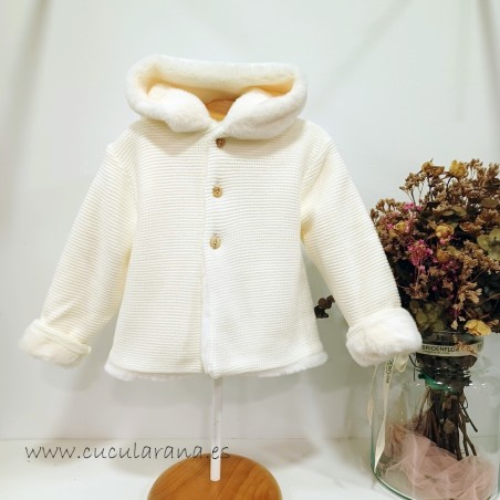 Abrigo punto peluche beige