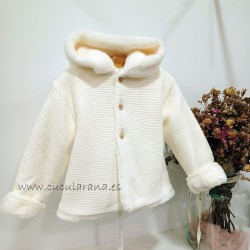 Abrigo punto peluche beige