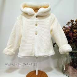 Abrigo punto peluche beige
