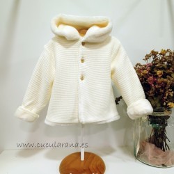 Abrigo punto peluche beige