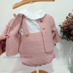 Conjunto bebe rosa tres piezas