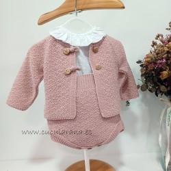 Conjunto bebe rosa tres piezas