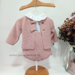 Conjunto bebe rosa tres piezas