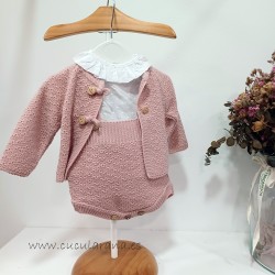 Conjunto bebe rosa tres piezas