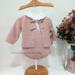 Conjunto bebe rosa tres piezas