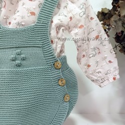 Conjunto bebe blusa y peto verde menta