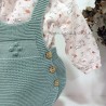 Conjunto bebe blusa y peto verde menta