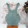Conjunto bebe blusa y peto verde menta