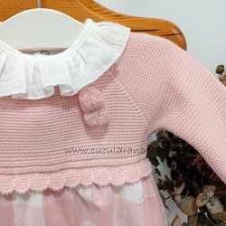 Vestido de  punto rosa de bebe