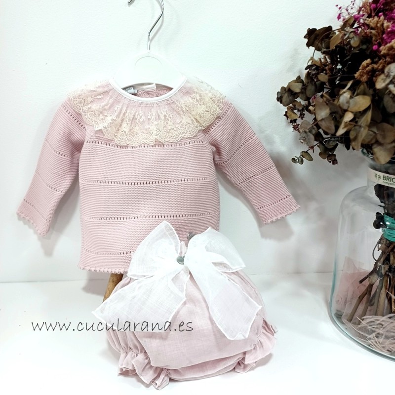 Conjunto bebe lencero rosa