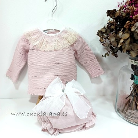 Conjunto bebe lencero rosa