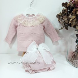 Conjunto bebe lencero rosa