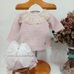Conjunto bebe lencero rosa