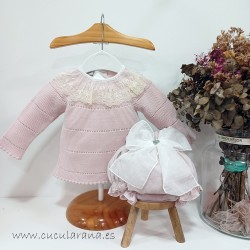 Conjunto bebe lencero rosa
