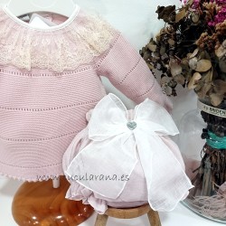Conjunto bebe lencero rosa
