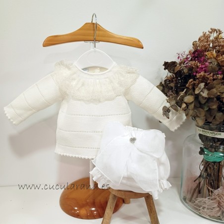 Conjunto bebe lencero beige