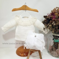 Conjunto bebe lencero beige