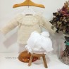 Conjunto bebe lencero crema