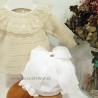 Conjunto bebe lencero crema
